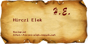Hirczi Elek névjegykártya